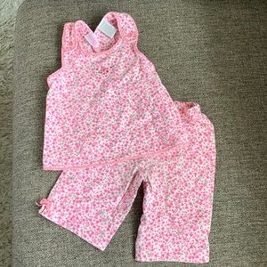 Little Legends toddler Girls Ditzy Pink Open Back Tank and Capris Size 18 months